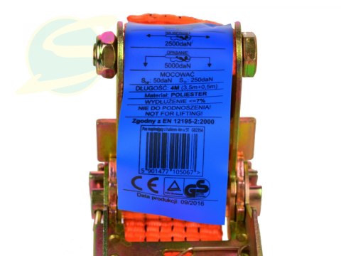 Pas transportowy z grzechotką 4m/5T/50mm (12) Pas transportowy z grzechotką 4m/5T/50mm (12)